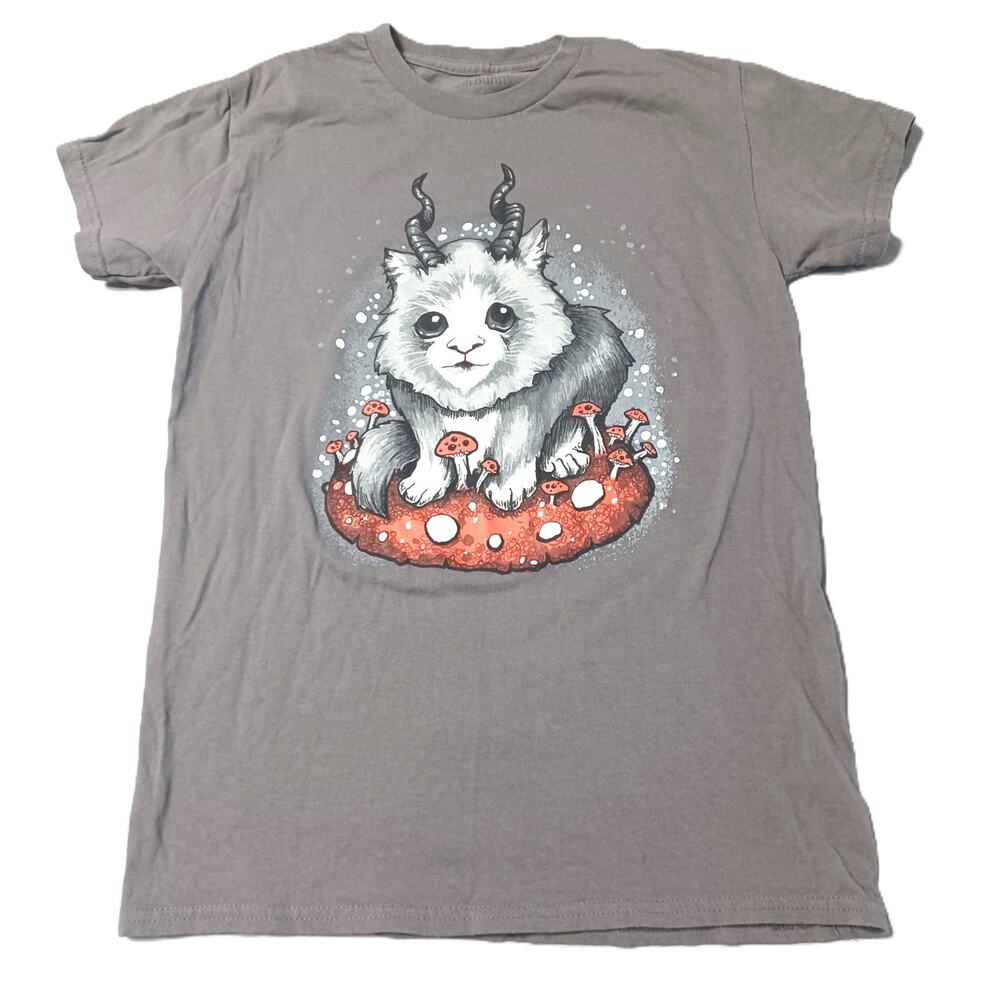 Ghoulish Bunny Sz Small Womens Gray Whimsical Cat Shirt